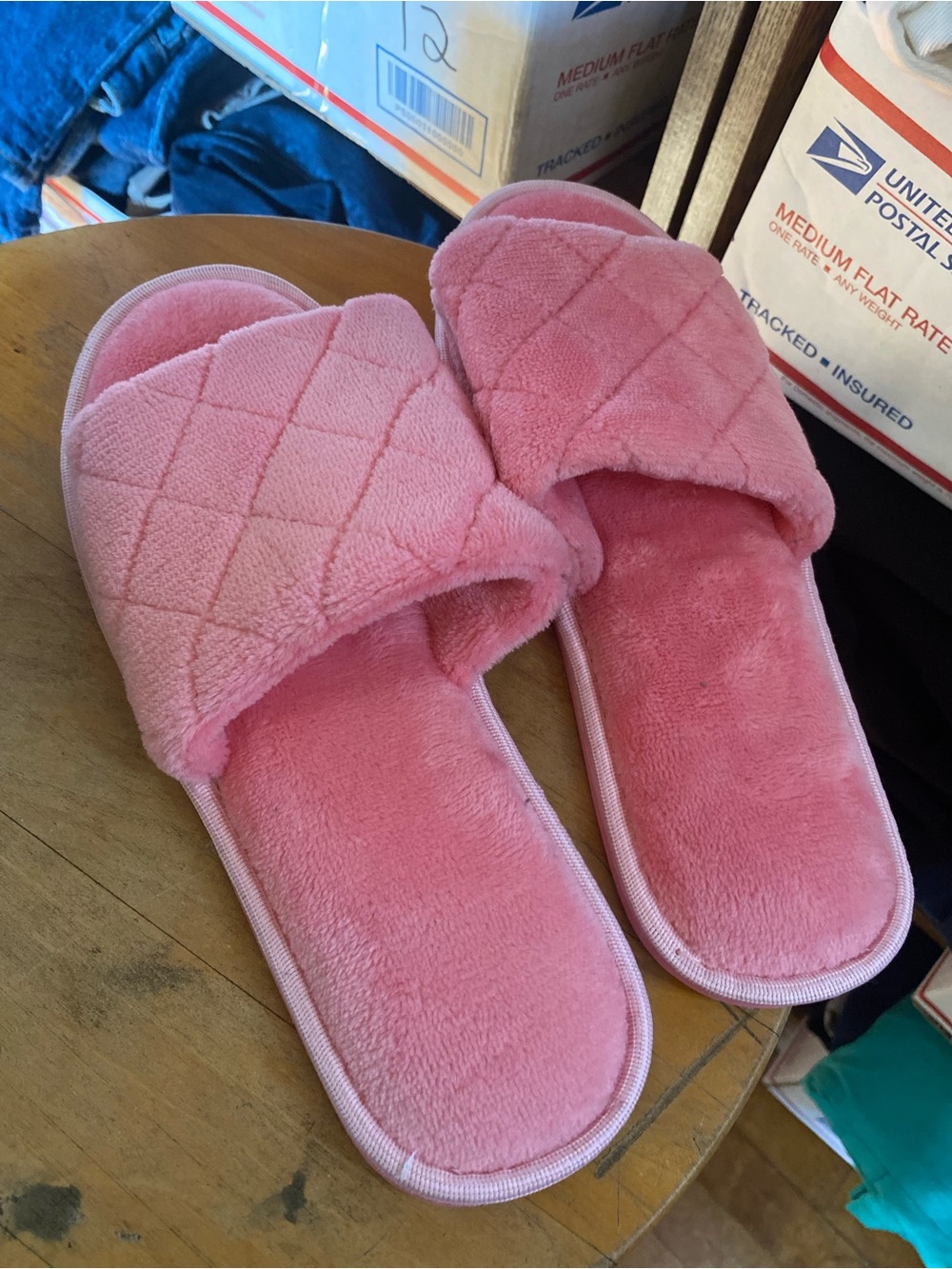 Plush Pink Quilted Slide Slippers